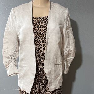 H&M Light Beige Open-Front Blazer with Ruched Sleeves